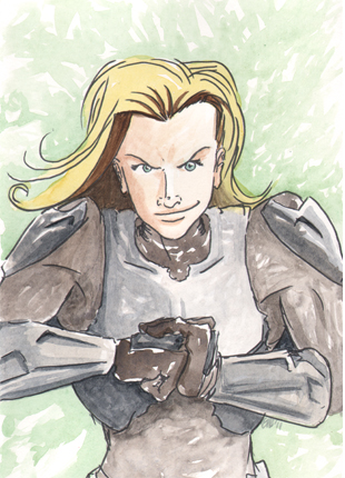 Kathleen as Tex. Watercolor.
