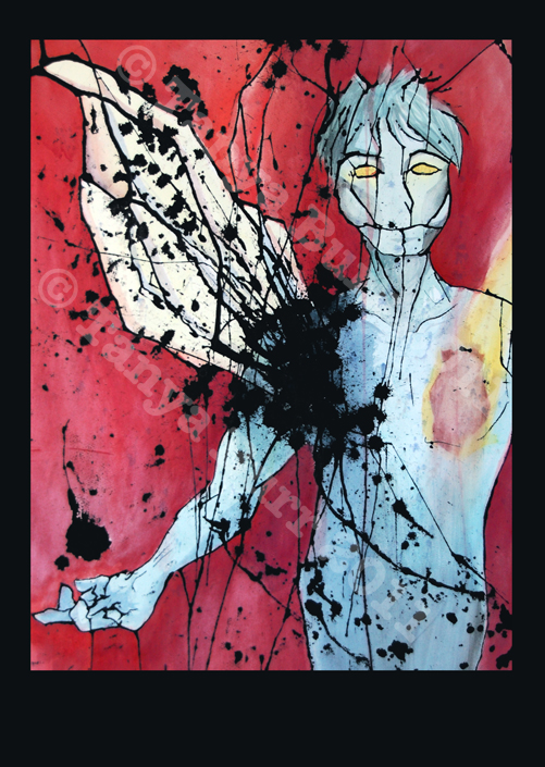 Don't Draw Me This Way, ink and watercolor on watercolor paper.